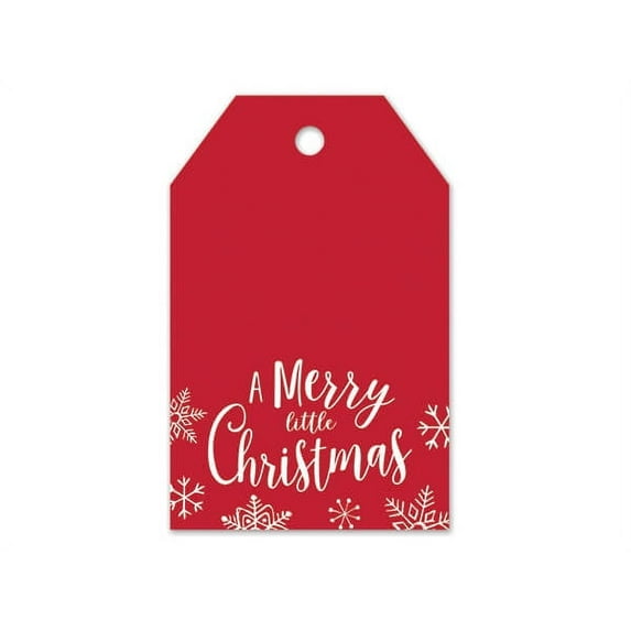 Pack of 50, Merry Little Christmas Matte Gift Tags, 2-1/4x3-1/2" for Celebration, Party, Holiday, Birthday and Events, Made in USA