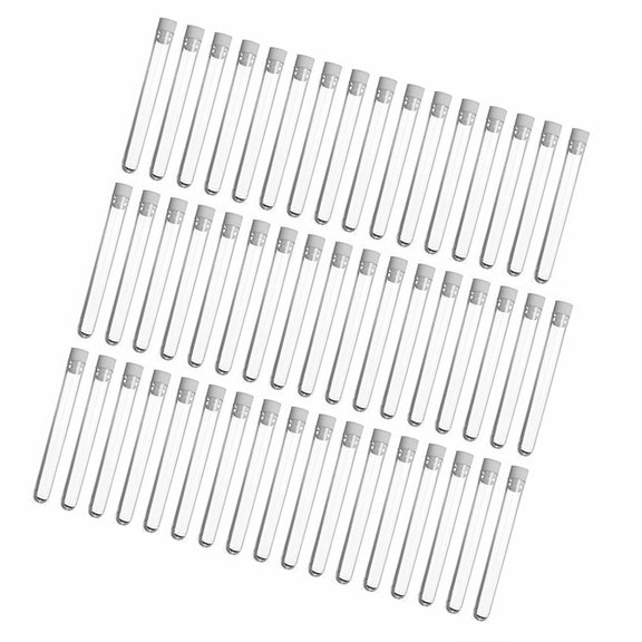 Pack of 50 Plastic Tests Tubes Set with 12Mm Diameter & 100Mm Length Includes Sealing Caps For Secure Sample Containment