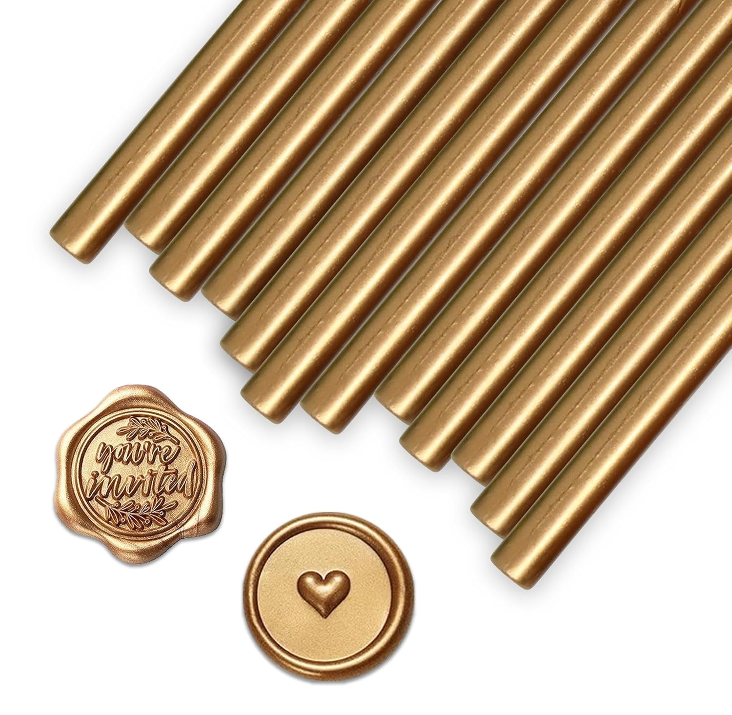 Pack of 50 Premium Mailable Glue Gun Sealing Wax Sticks for Mini Guns – Antique Gold Seals Letters, Invitations, Cards, Envelopes & Gifts