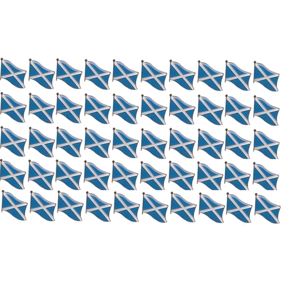 Pack of 50 Scotland Cross Flag Lapel Pins, Scottish Cross Pin Badge