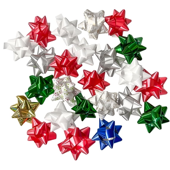 Pack of 50 Self Adhesive Gift Bows in Assorted Color & Designs, Peel N Stick Gift Bows for Christmas, Birthdays, Holidays