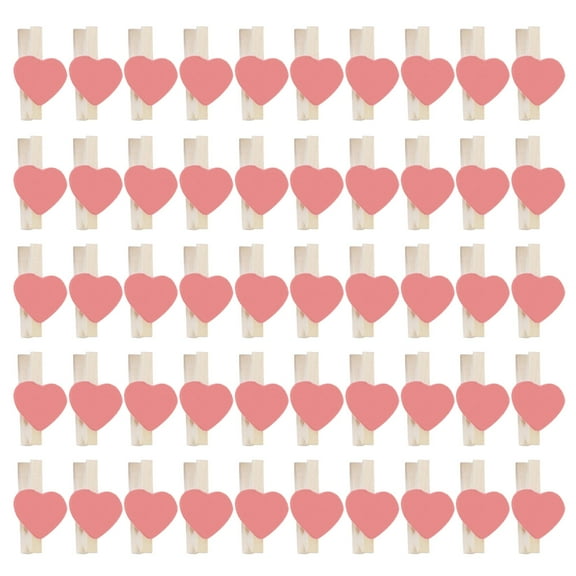 Pack of 50 Small Compact Photo Hangers DIY Craft Clips Cute Heart Pegs Clothespi