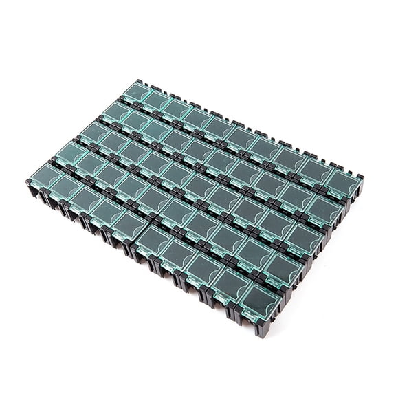 Pack of 50 Sturdy ABS Plastic Component Organizers Boxes with Clear Lids for Electronic Parts Storage