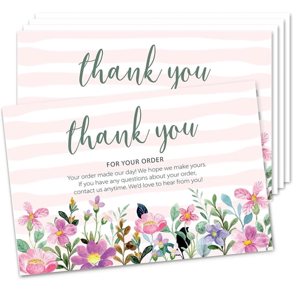 Pack of 50 Thank You For Your Order Cards, Insert Card With Every Order to Support Business Large Size 4" x 6"