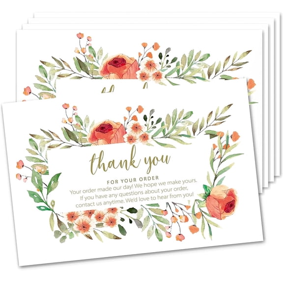 Pack of 50 Thank You For Your Order Cards, Large Size 4" x 6", Insert Card With Every Order to Support Small Business