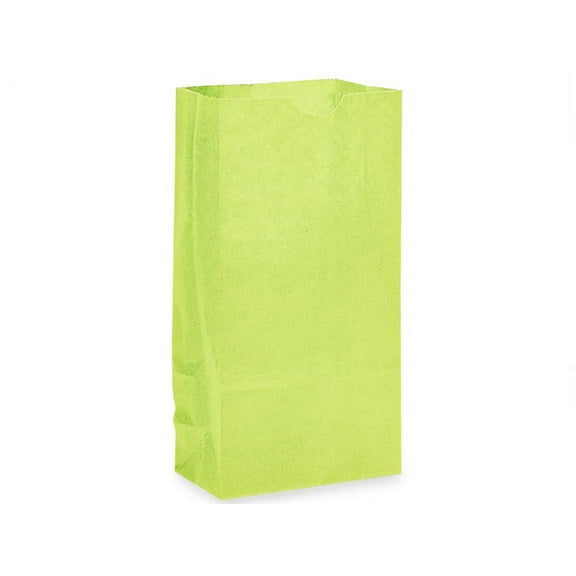 Pack of 500, 2 Lb Gift Sacks Lime Green Kraft 4.25 x 2.5 x 8.25" for Small Paper Gift Bags, Party Favors