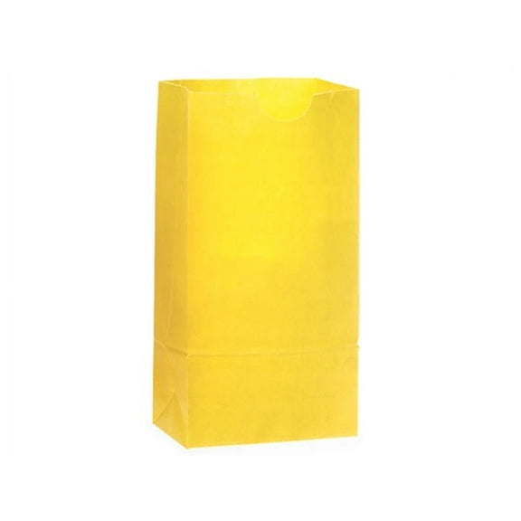 Pack of 500, 2 Lb Sacks Sunbrite Yellow Kraft 4.25 x 2.5 x 8.25" for Small Paper Gift Bags, Party Favors