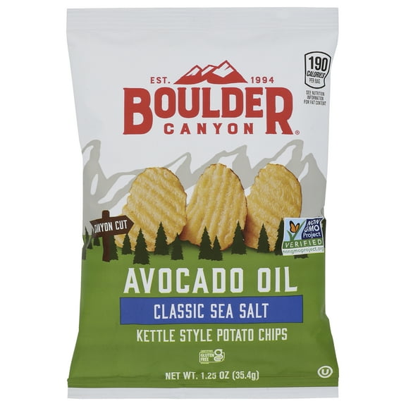 (Pack of 55), Boulder Canyon Avocado Oil Classic Sea Salt Potato Chips, 1.25 oz