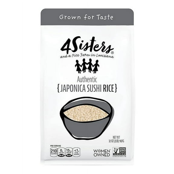 (Pack of 6), 4Sisters Japonica Sushi Rice, 2 lb