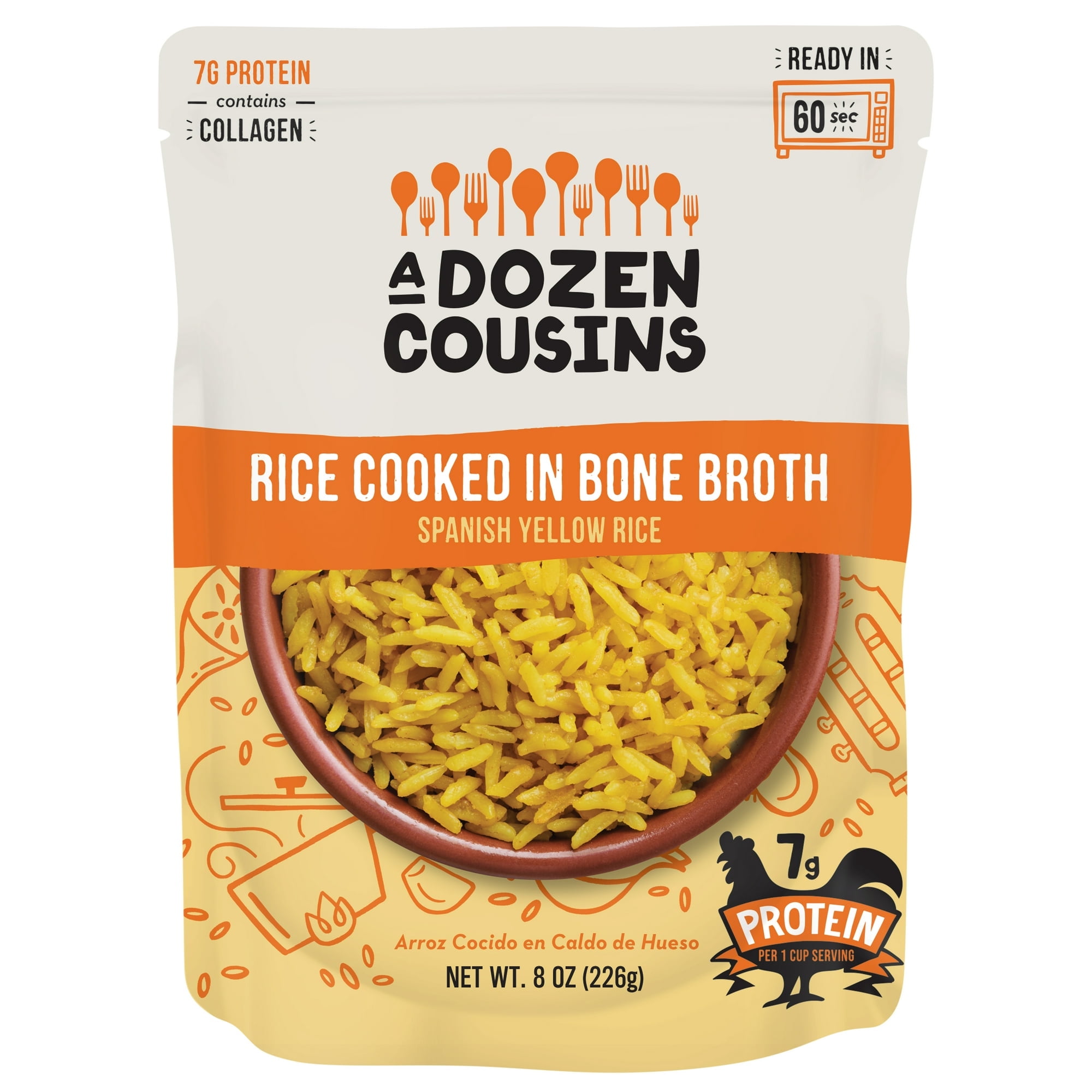 Pack of 6, A Dozen Cousins Spanish Yellow Rice Cooked in Bone Broth, 8 ...