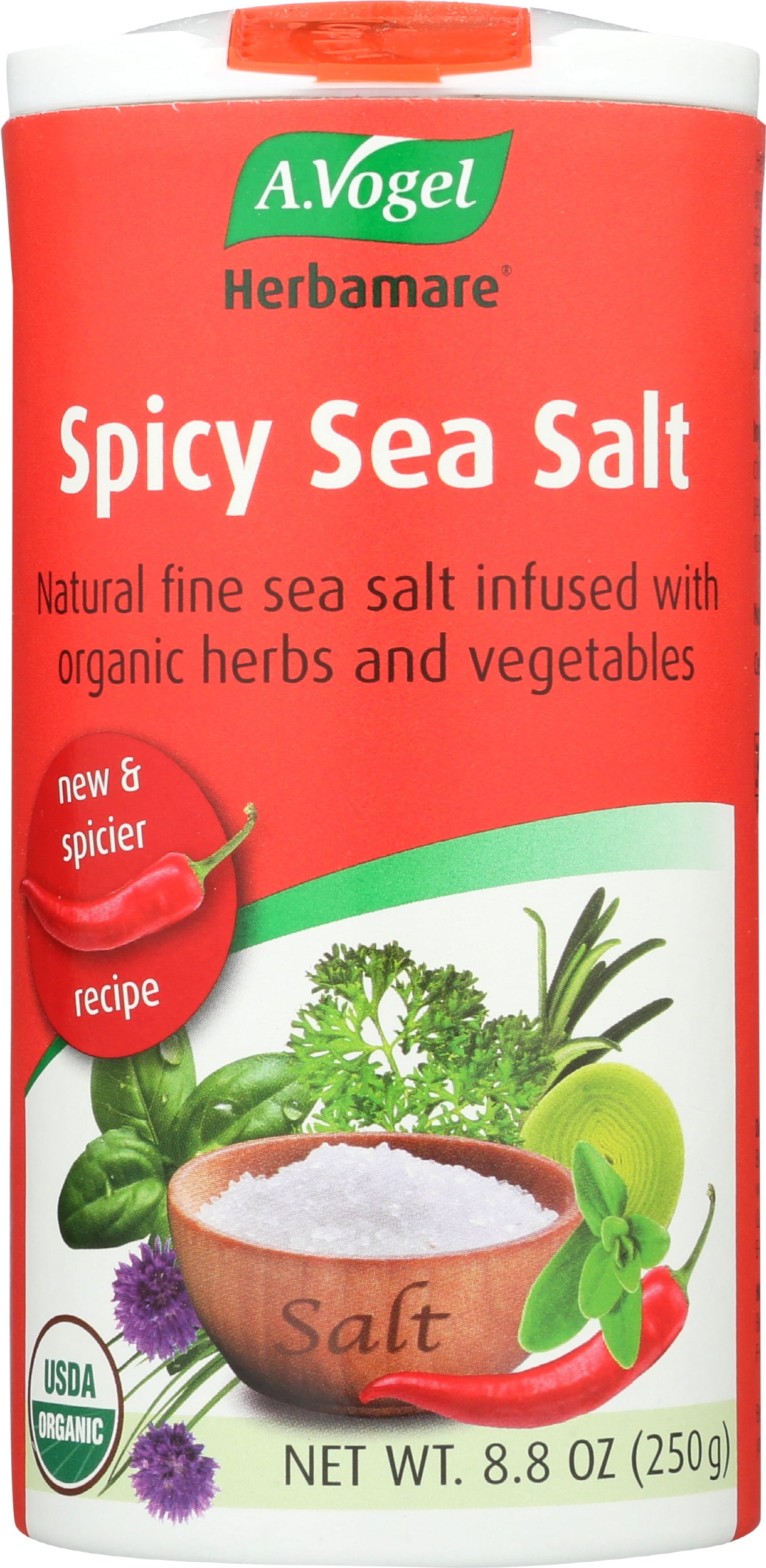 Pack of 6, A Vogel Spicy Organic Herbed Sea Salt, 8.8 oz