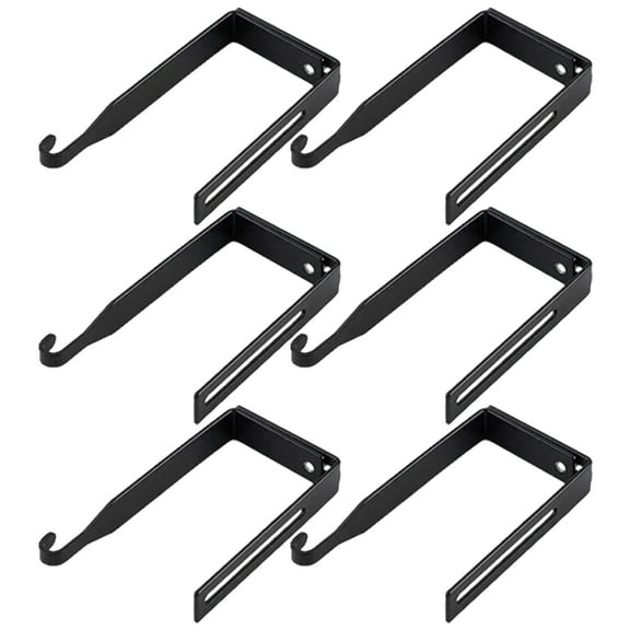 Pack of 6 Adjustable Clamp On Hook for Outdoor Lights Weatherproof Iron Without Drilling Wall Mount Fence Decoration