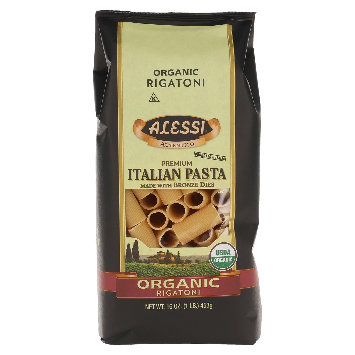 ALESSI　リガトーネ　パスタジャー　トマト　ASG15O Pack of 6, Alessi Organic Rigatoni Italian Pasta, 16 oz