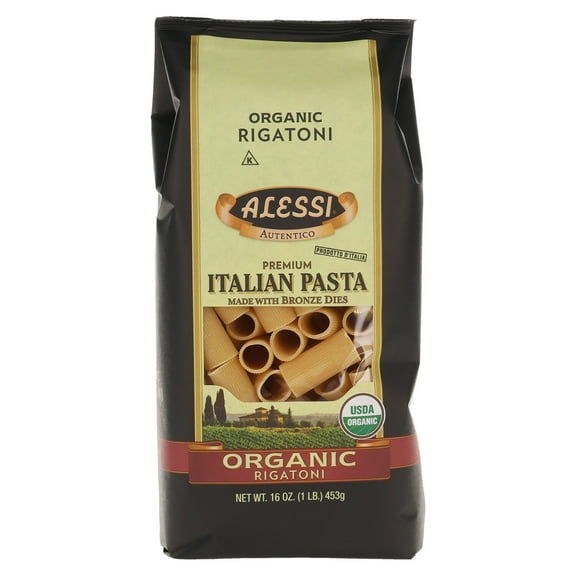 Pack of 6, Alessi Organic Rigatoni Italian Pasta, 16 oz