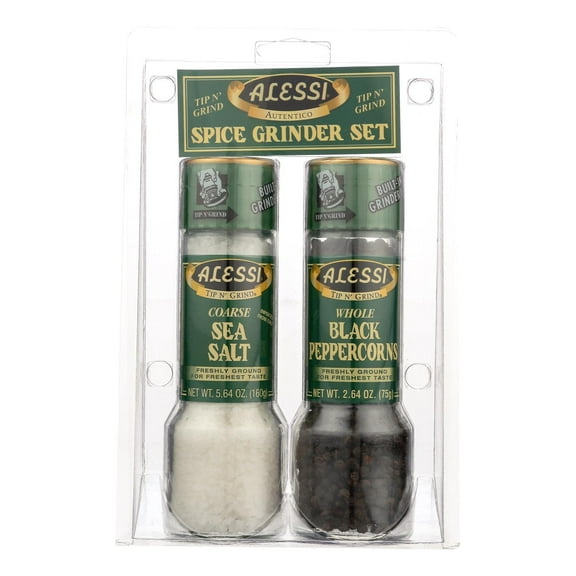 (Pack of 6) Alessi Sea Salt Grinder and Black Peppercorn Set 2 Pc