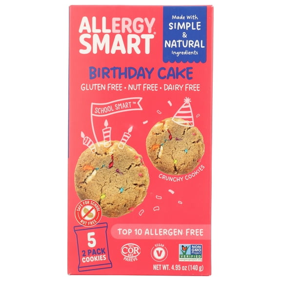 Pack of 6, Allergy Smart Birthday Cake Cookies, 4.95 oz