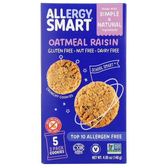 Pack of 6, Allergy Smart Oatmeal Raisin Cookies, 4.95 oz