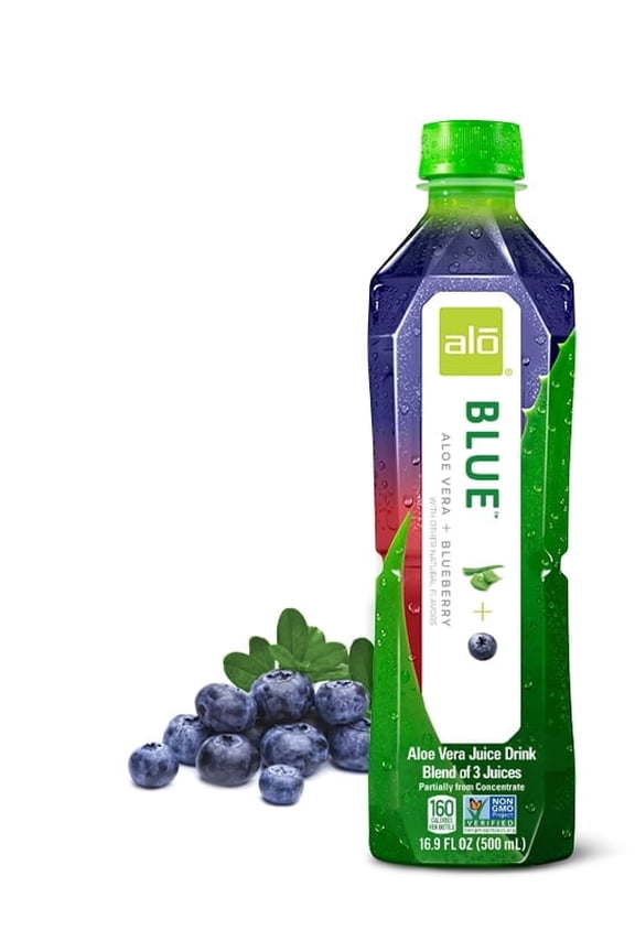 (Pack of 6) Alo Blue Aloe Vera Juice Drink with Blueberry, 16.9 fl oz