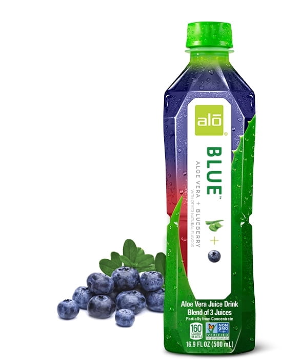(Pack of 6) Alo Blue Aloe Vera Juice Drink with Blueberry, 16.9 fl oz