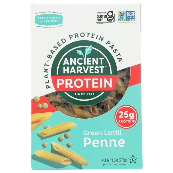 Pack of 6, Ancient Harvest Green Lentil Penne Protein Pasta, 9.6 oz
