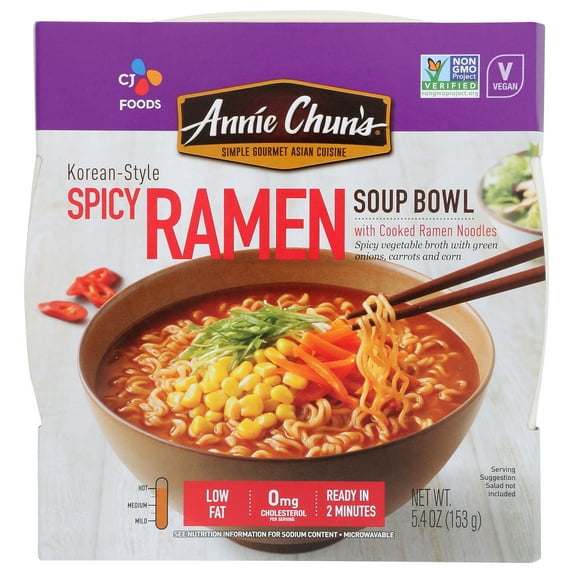 Pack of 6, Annie Chuns Korean-Style Spicy Ramen Soup Bowl, 5.4 oz