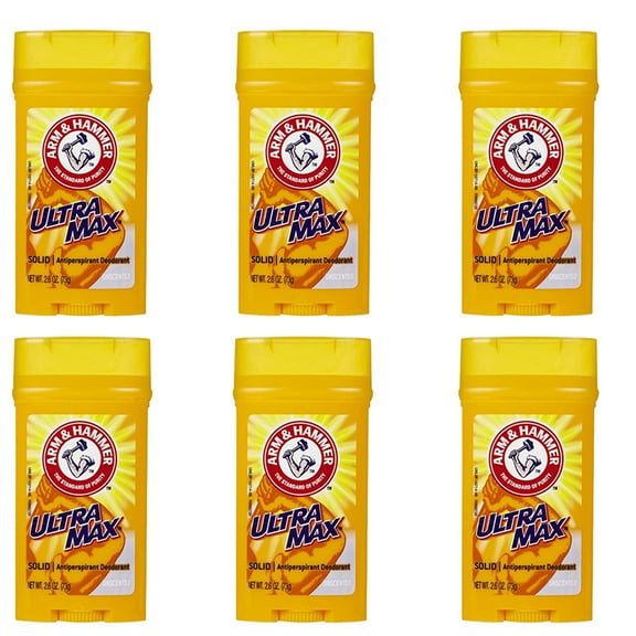 Pack of (6) Arm And Hammer Ultra Max Invisible Solid Antiperspirant Deodorant, Unscented 2.8 oz