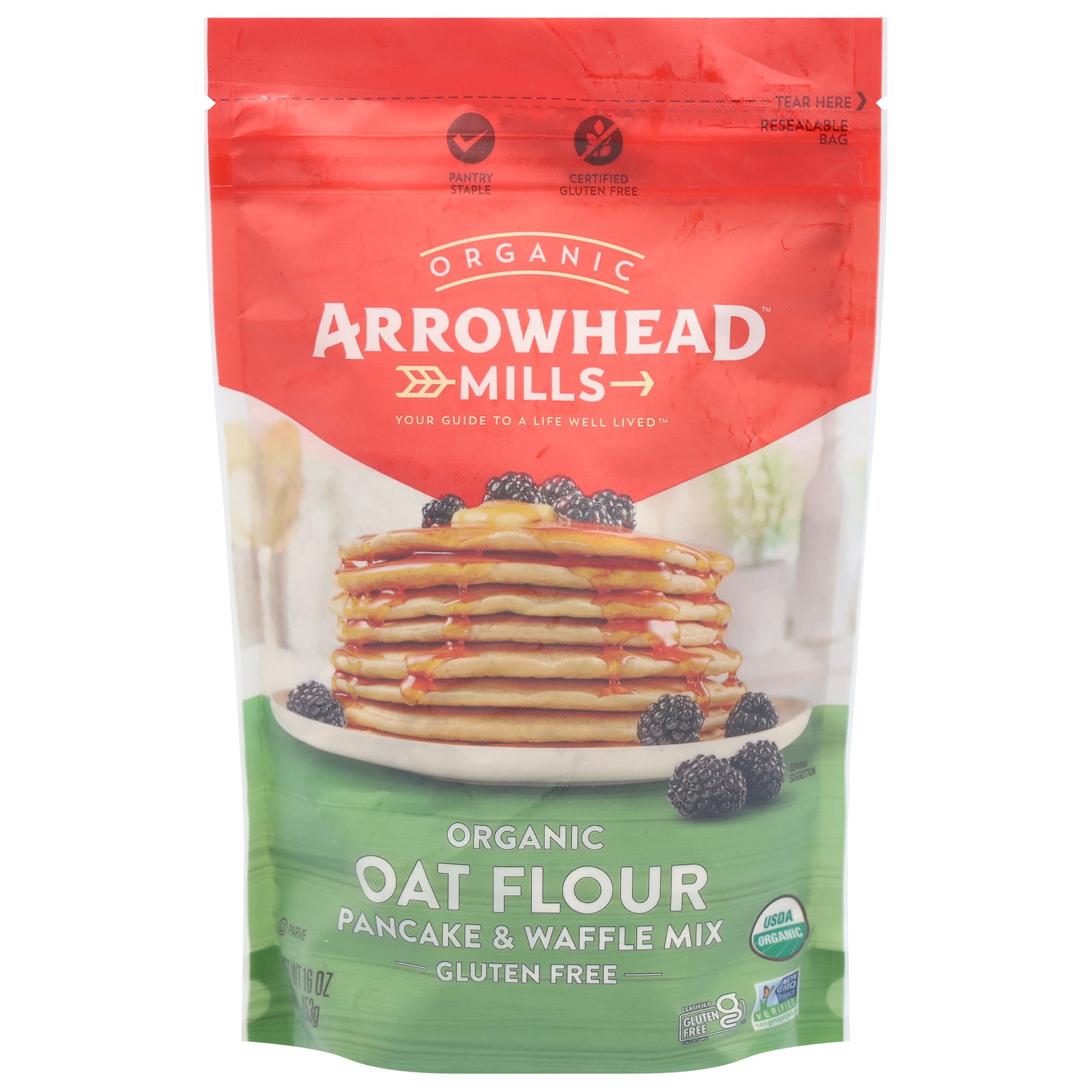 (Pack of 6) Arrowhead Mills Mix Pancake Waffle Oat Flour 16 Oz