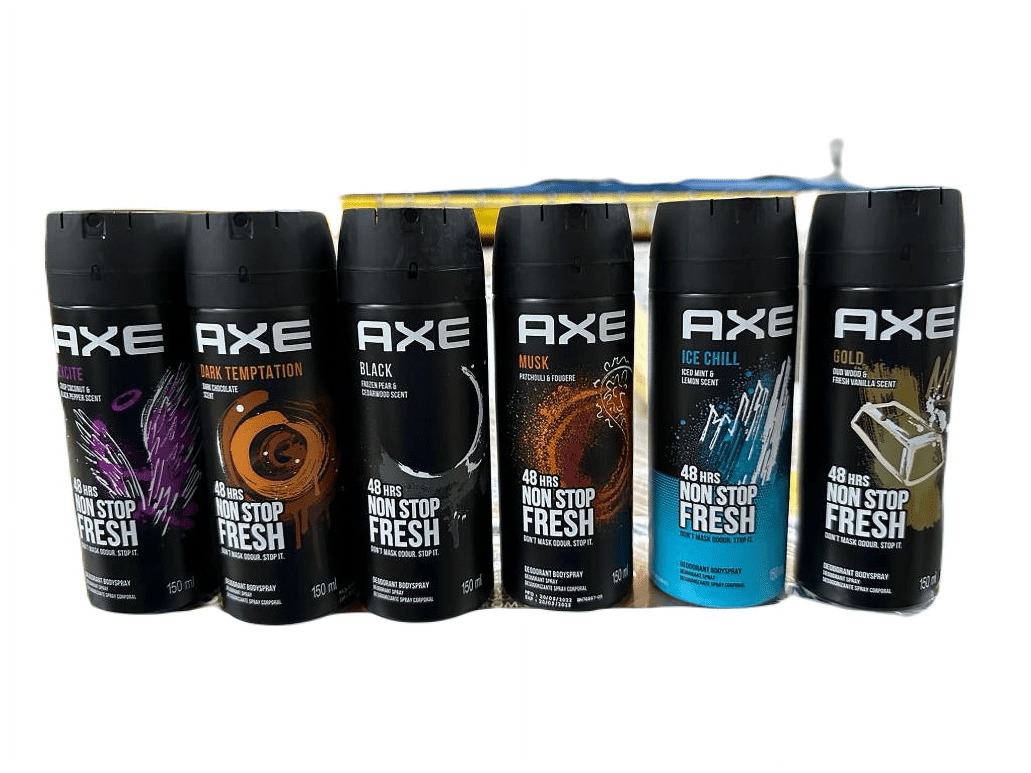 (Pack of 6) Axe Body Spray for Men 48H Deodorant Assorted Mixed Scents