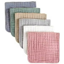 Pack of 6 Baby Burp Cloth,Happon 6-Layer Ultra-Absorbent Muslin Burp Cloths,9.84*19.69inch Cotton Baby Burp Cloth Set for Boys & Girls