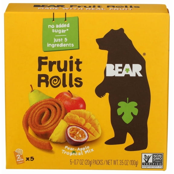 (Pack of 6) Bear Snacks Fruit Roll Tropical 3.5 Oz