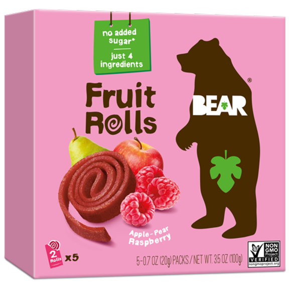 Pack of 6, Bear Yoyo Raspberry Fruit Rolls, 3.5 oz