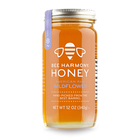Pack of 6, Bee Harmony American Raw Wildflower Honey, 12 oz