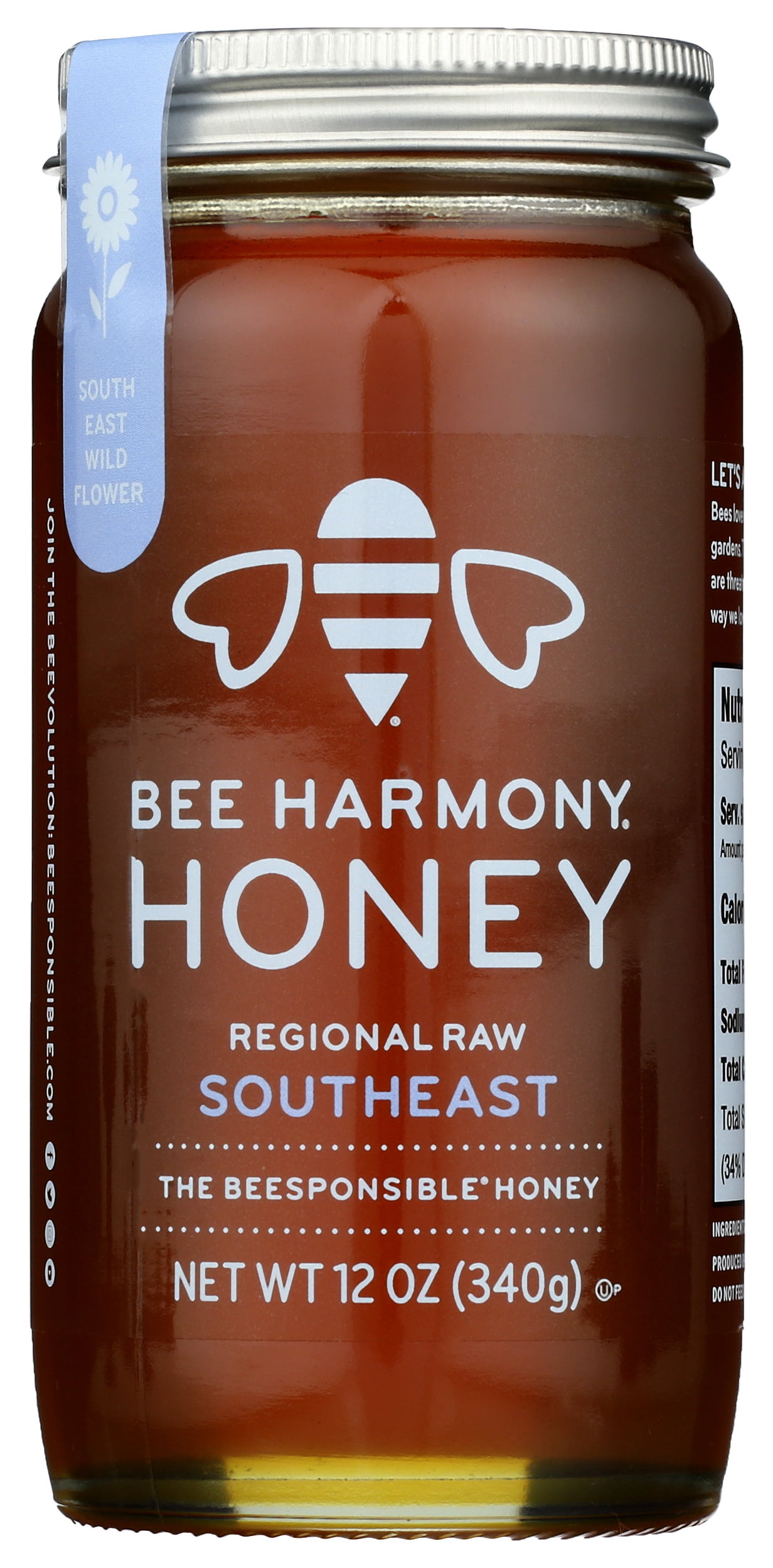 Pack of 6, Bee Harmony Regional Raw Southeast Honey, 12 oz
