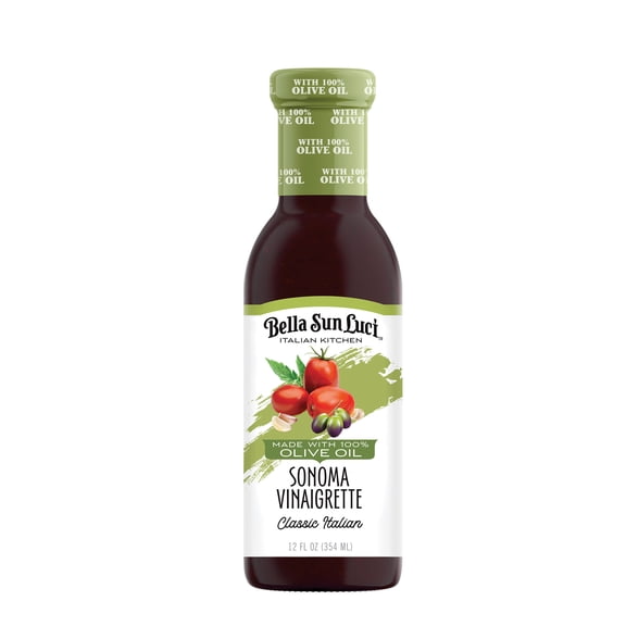 (Pack of 6), Bella Sun Luci Sonoma Vinaigrette Rich with Garlic & Sun Dried Tomatoes, 12 fl oz