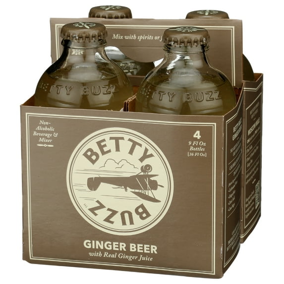 (Pack of 6), Betty Buzz Ginger Beer , 36 fl oz