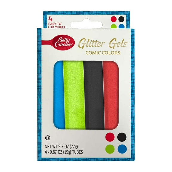 Pack of 6, Betty Crocker Comic Colors Glitter Gel, 2.7 oz