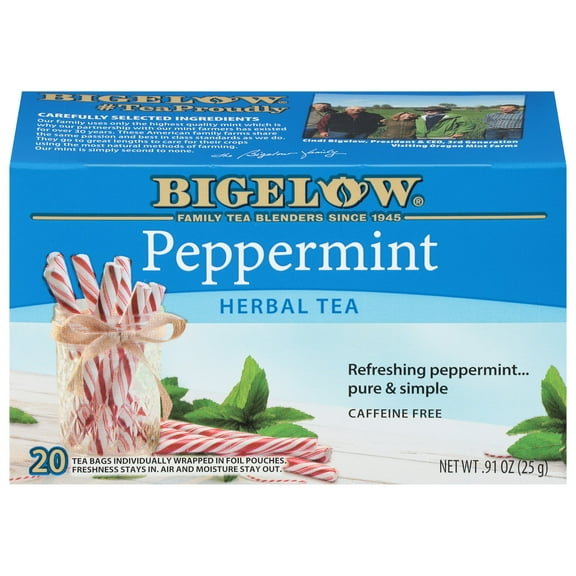 Pack of 6, Bigelow Peppermint Herbal Tea, 0.91 oz