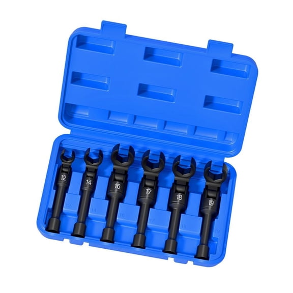 Pack of 6 Black Fuels Line Socket Wrench Steel For Soft Metal Components And High Strength Pipe Connection, In 6 Size