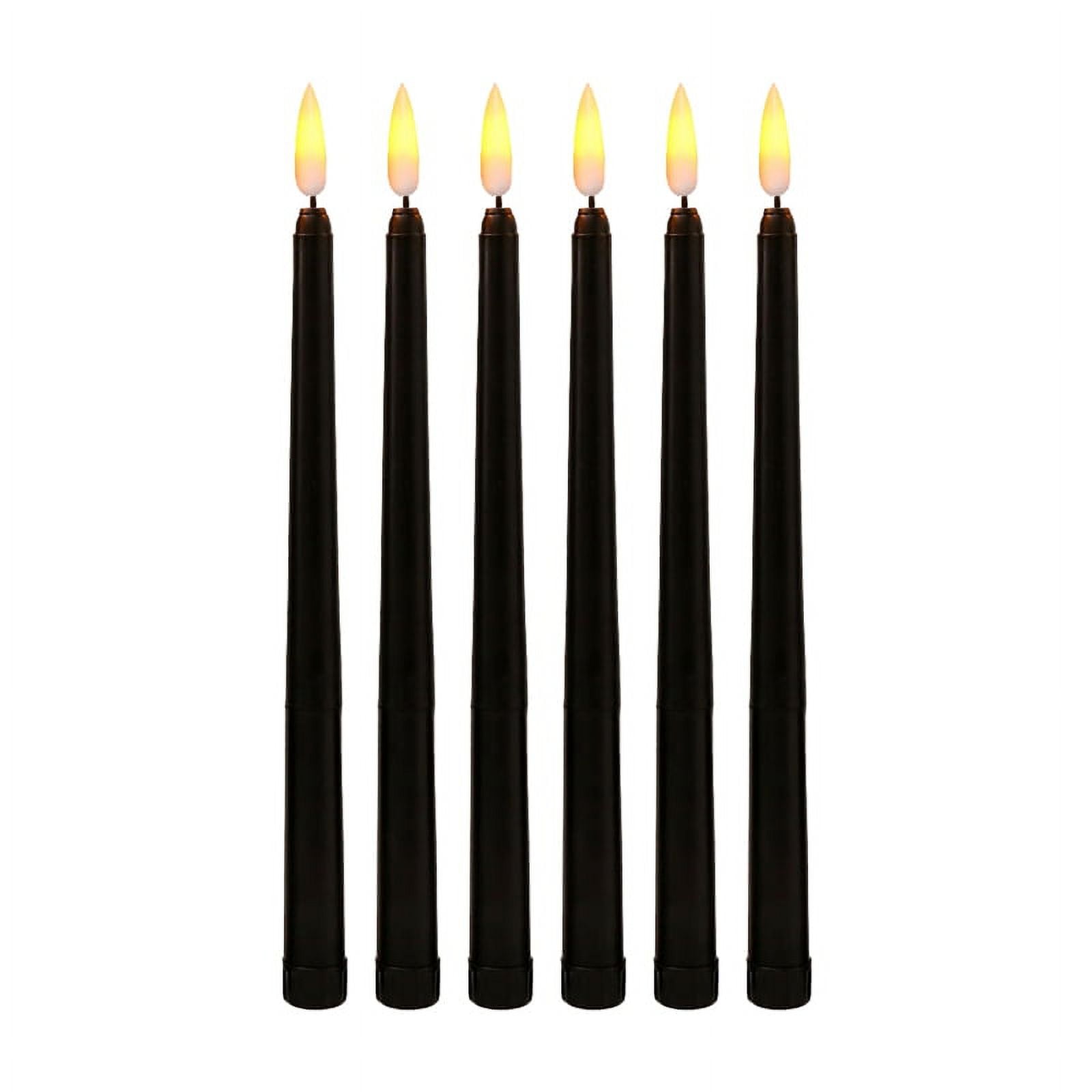 Pack of 6 Black LED Birthday Candles,Yellow Flameless Flickering ...