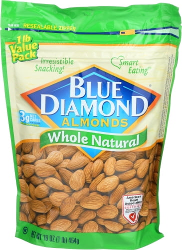 (Pack of 6) Blue Diamond Almond Whole Natural 16 Oz