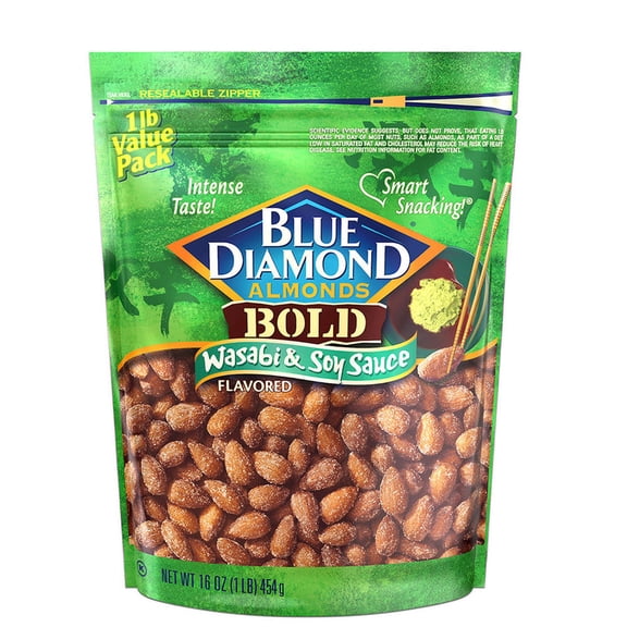 Pack of 6, Blue Diamond Bold Wasabi & Soy Sauce Almonds, 16 oz