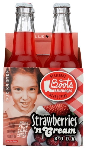 (Pack of 6) Boots Beverages Soda Strawberries and Cream 4 Pack 48 Fo