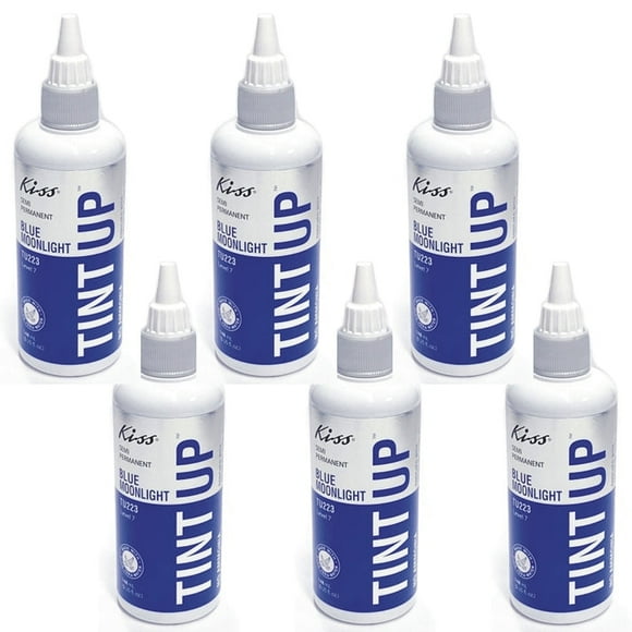 Pack of 6 Bottles - Kiss Tint Up Semi-Permanent Hair Color Treatment Bottles (TU223 Blue Moonlight, Level 7) No Ammonia, Peroxide, or Sulfates
