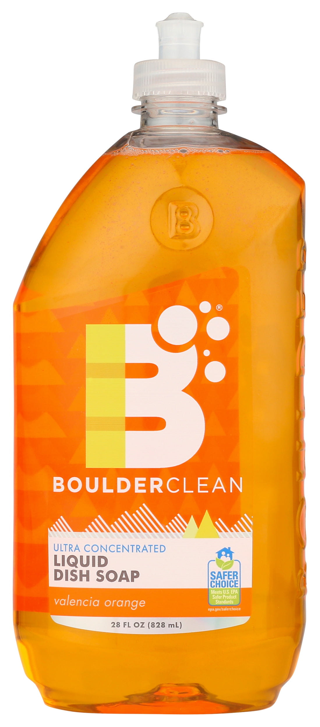 Pack of 6, Boulder Clean Valencia Orange Liquid Dish Soap, 28 fl oz