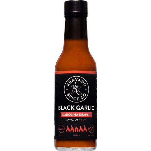 (Pack of 6), Bravado Spice Hot Sauce Black Garlic Carolina Reaper, 5 fl oz