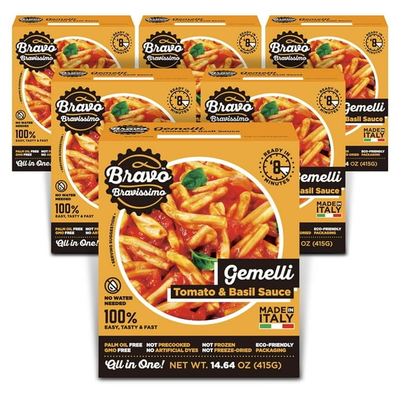 Pack of 6 Bravo Pastiamoci Gemelli Tomato Pasta 14.64 oz