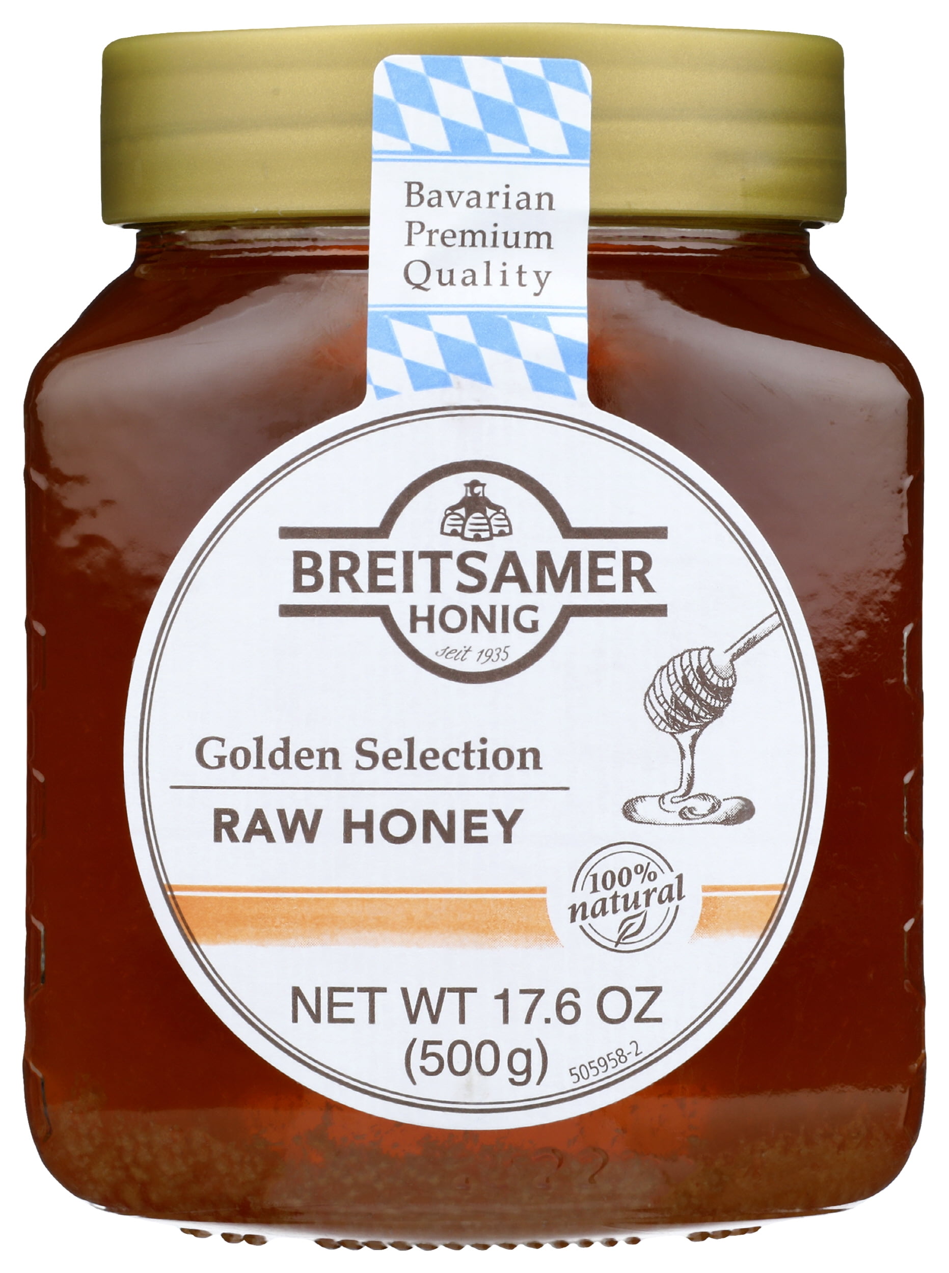 Pack of 6, Breitsamer Honig Golden Selection Raw Honey, 17.6 oz