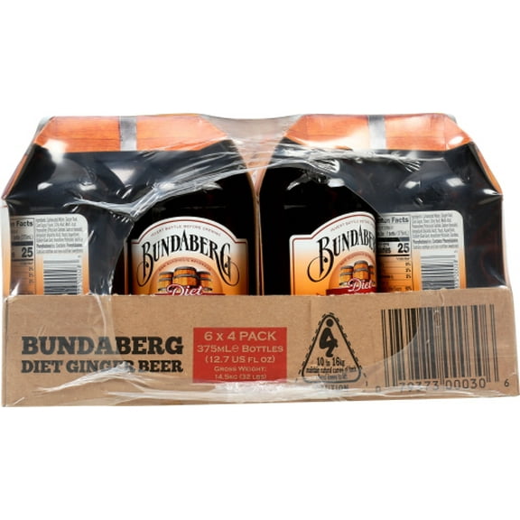 (Pack of 6) Bundaberg Diet Ginger Beer Soda 4 Pack 1500 Ml
