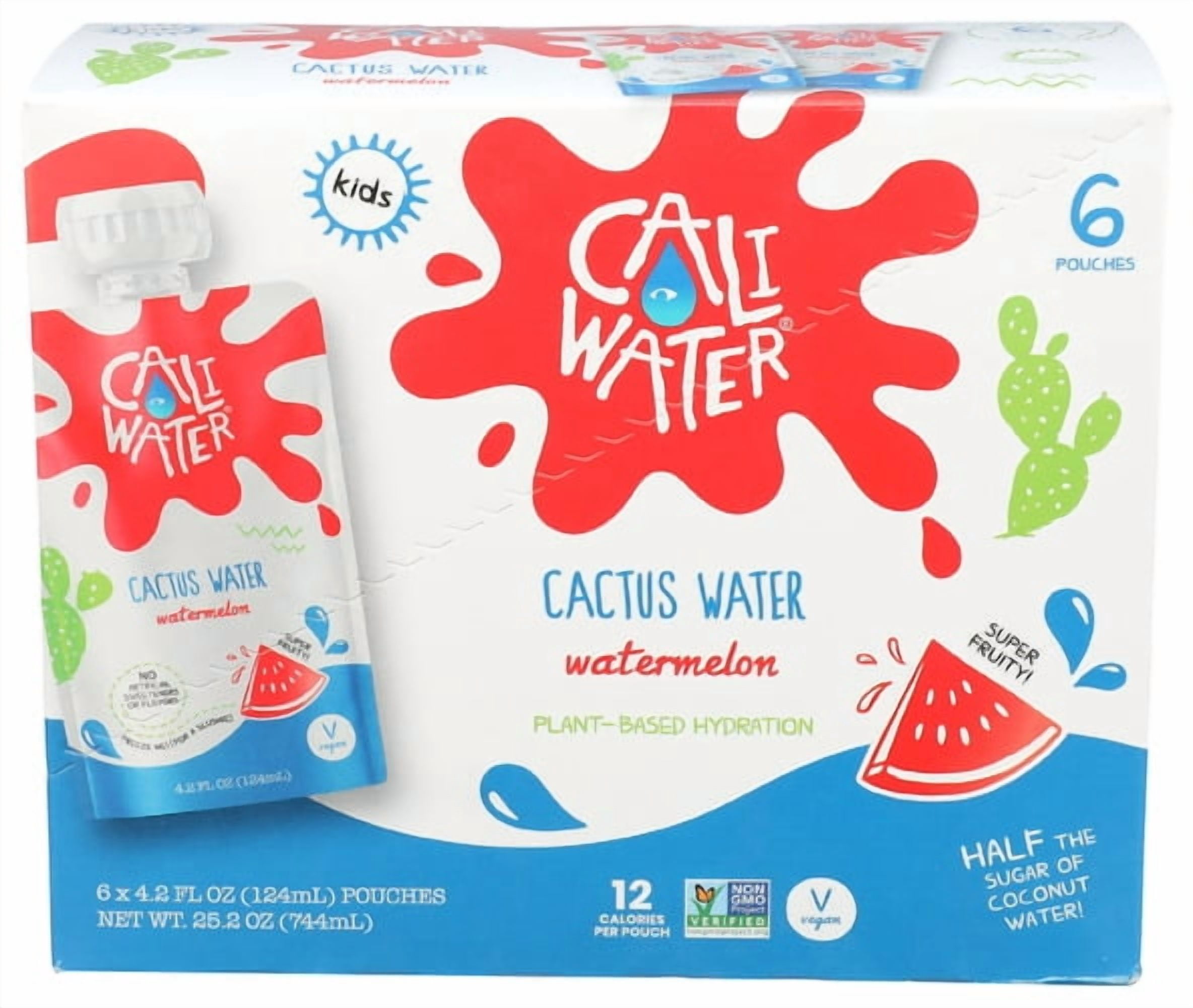 (Pack of 6) Caliwater Water Cactus Watermelon Kids 6 Pack 25.2 fl oz