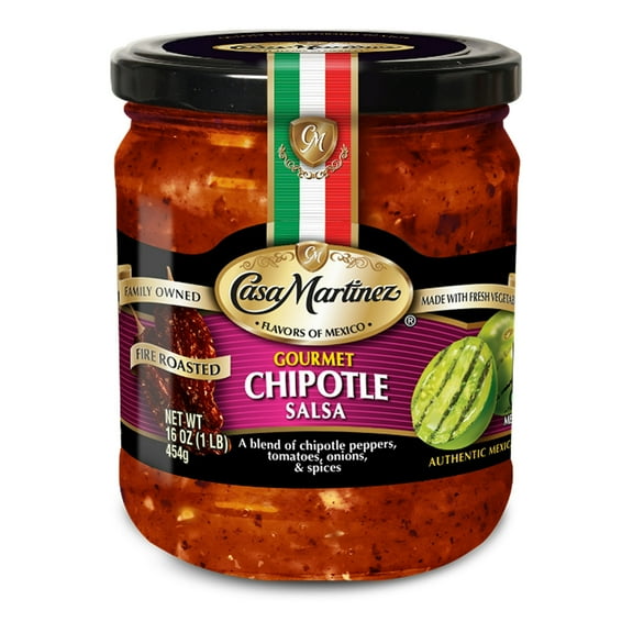 Pack of 6, Casa Martinez Fire Roasted Chipotle Salsa, 16 oz